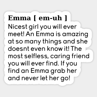 emma name definition (White) Sticker